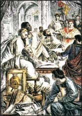 Constantine at the Council of Nicea.